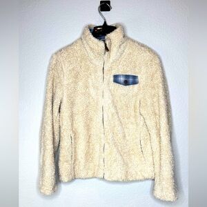 Pendelton Teddy Full Zip Women's Jacket Plaid Size M Beige‎ Granola girl